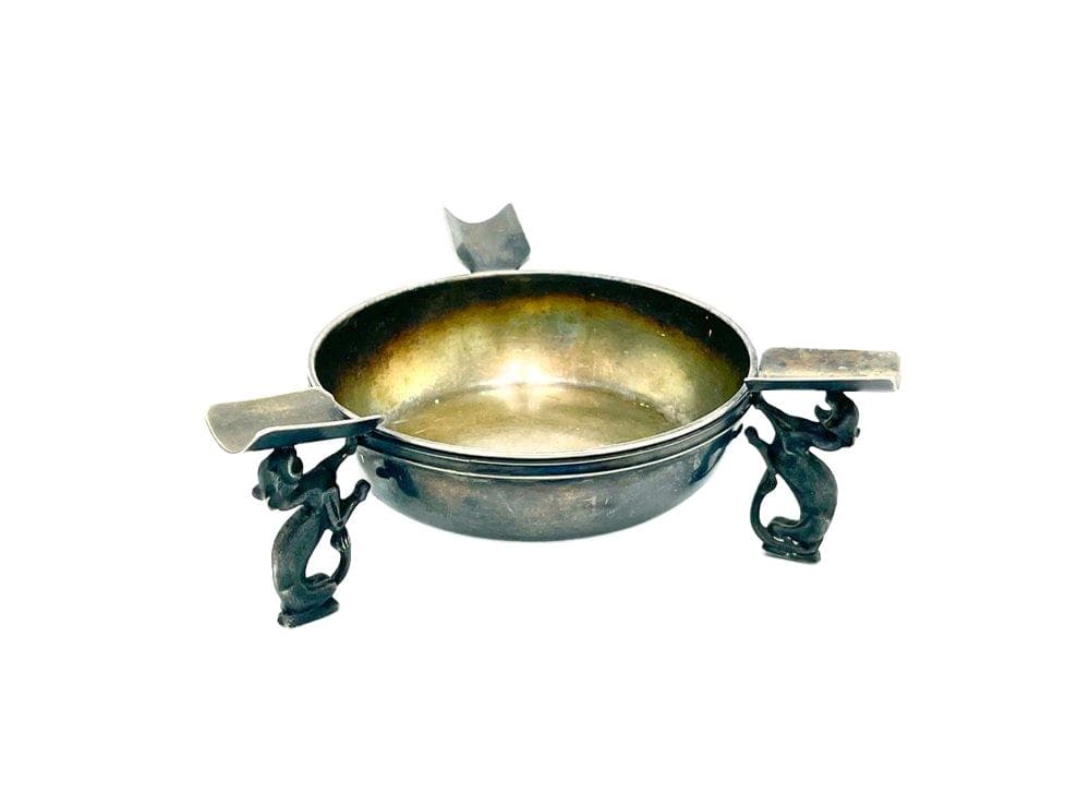 Ashtray Three Panthers, silver, silver-plated metal, 1960s