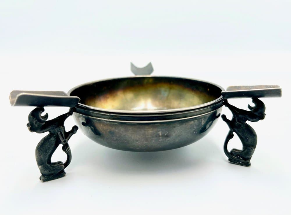 Ashtray Three Panthers, silver, silver-plated metal, 1960s - 156915