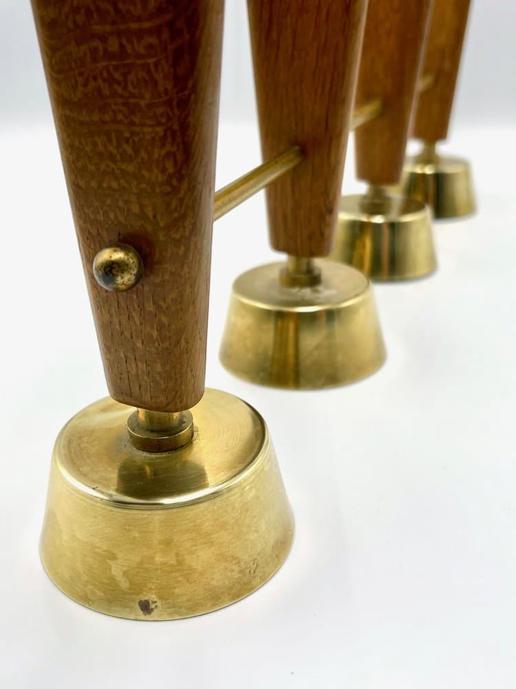 Candleholder, light brown teak, brass, Denmark, 1960s. - 156969