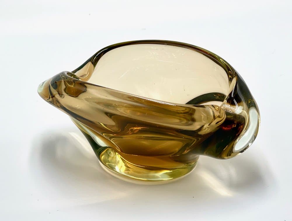 Popielniczka, złoty, szkło, Czechy, lata 60. - 157066