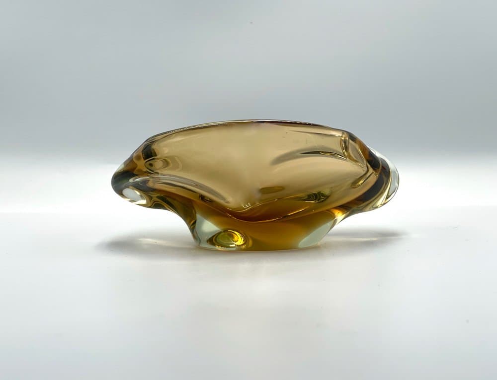 Popielniczka, złoty, szkło, Czechy, lata 60. - 157064