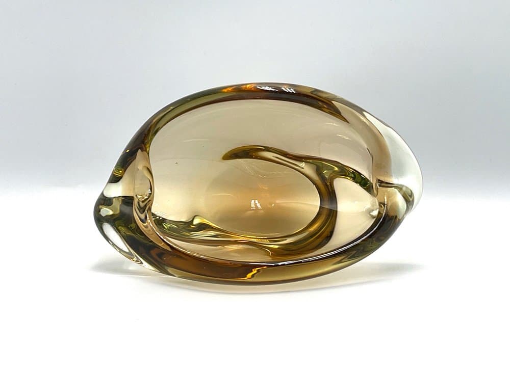 Popielniczka, złoty, szkło, Czechy, lata 60. - 157067