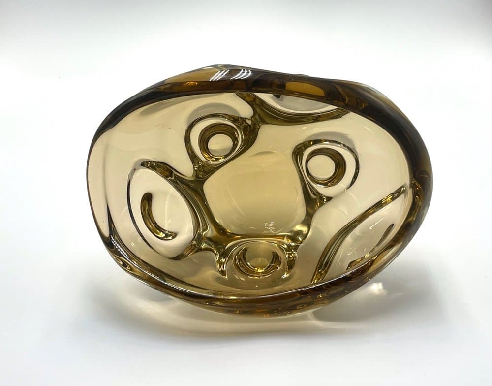 Glass bowl, golden glass, attrib. to J. Beránek, Skrdlovice, Czech Republic, 1960s - 157073