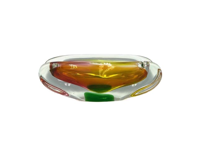 Art glass ashtray, multicolor glass, Czech Republic, 1960s. - DIMENSION