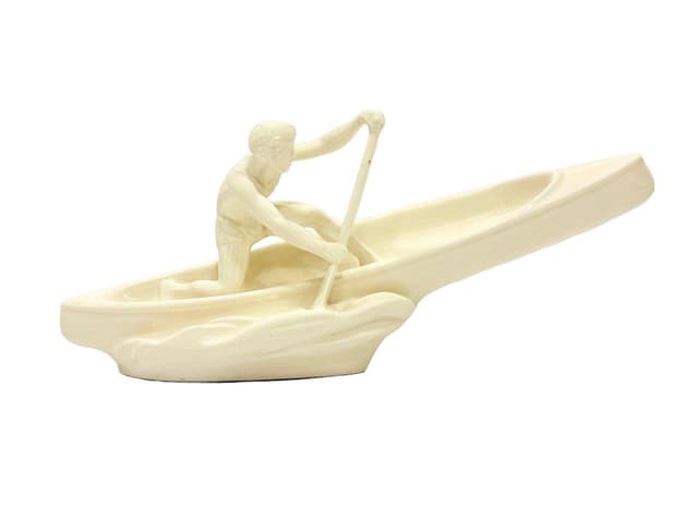 Figura wioślarza, kość słoniowa, ceramika, Czechy, lata 50. - WYMIARY