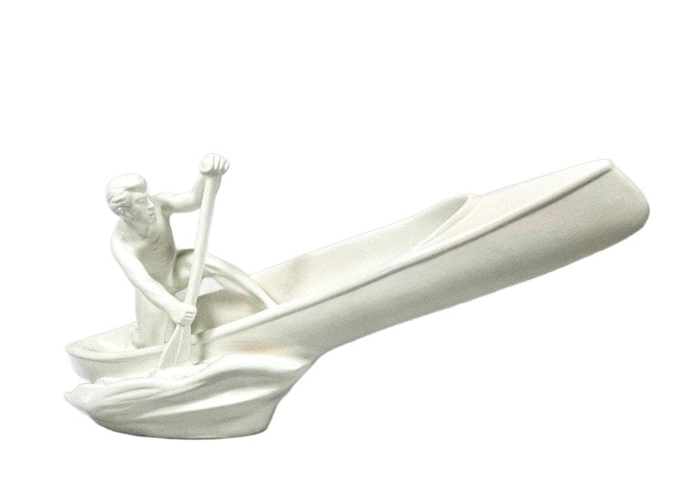 Figurka wioślarz, biały, ceramika, Czechy, lata 50.