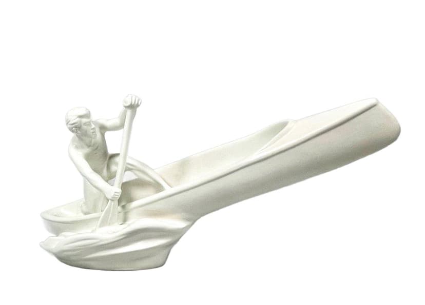 Figurka wioślarz, biały, ceramika, Czechy, lata 50.