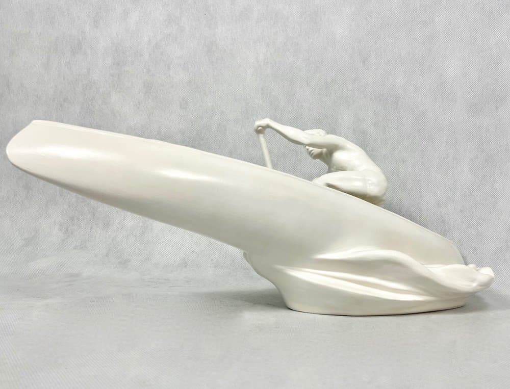 Figurka wioślarz, biały, ceramika, Czechy, lata 50. - 157150