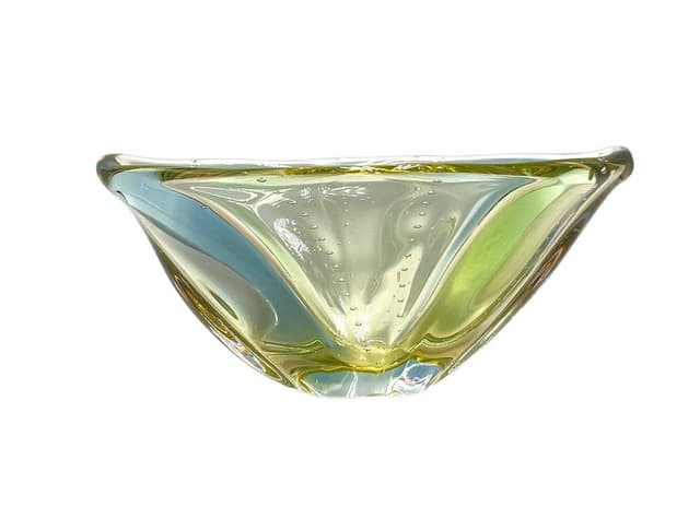 Bowl Pizzicato, green, glass, by H. Machovska, Czech Republic, 1960s. - DIMENSION