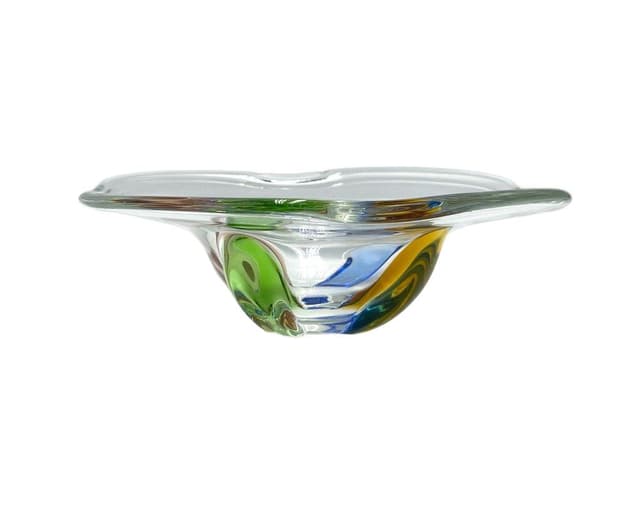 Bowl Rhapsody, multicolor glass, by F. Zemek, Czech Republic, 1960s. - DIMENSION