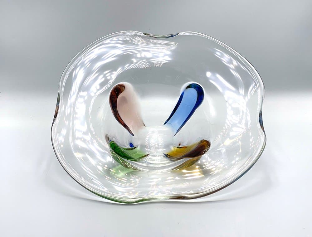 Bowl Rhapsody, multicolor glass, by F. Zemek, Czech Republic, 1960s. - 157181