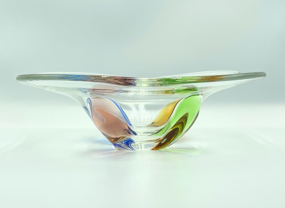Bowl Rhapsody, multicolor glass, by F. Zemek, Czech Republic, 1960s. - 157180