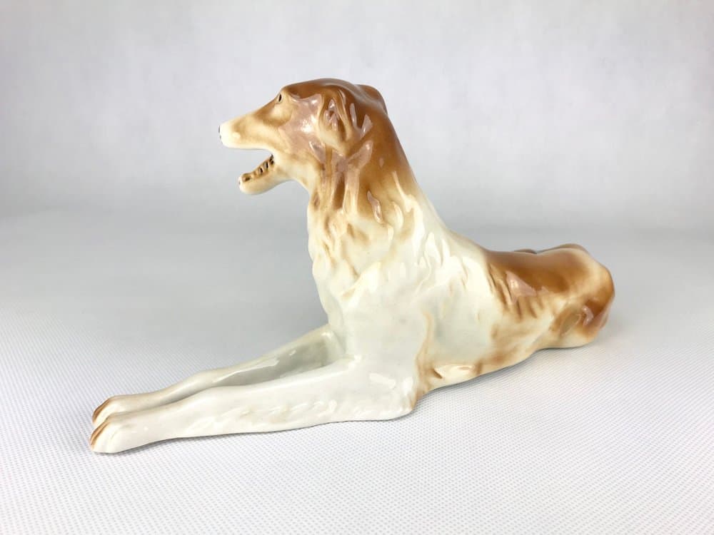 Figurine Borzoi Art Deco, brown, porcelain, Royal Dux Bohemia, Czech Republic, 1960s - 157034