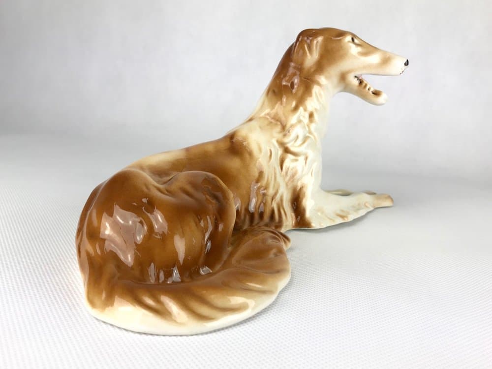 Figurine Borzoi Art Deco, brown, porcelain, Royal Dux Bohemia, Czech Republic, 1960s - 157032