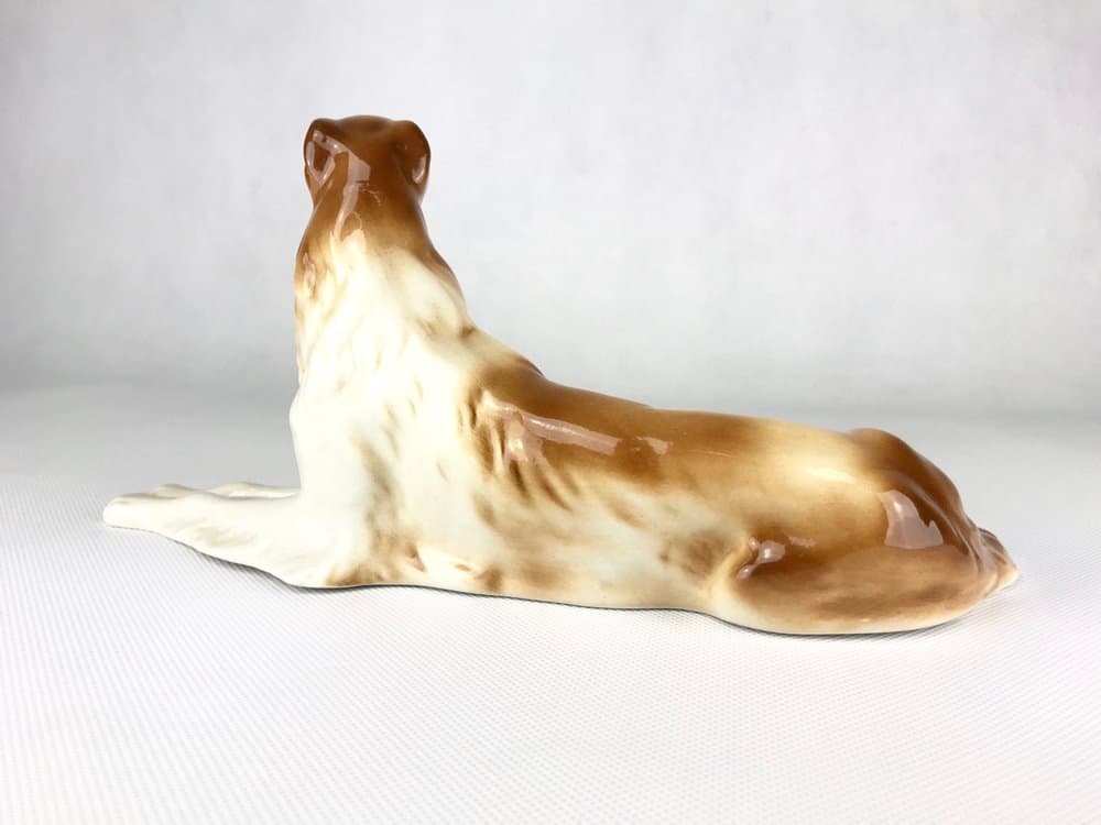 Figurine Borzoi Art Deco, brown, porcelain, Royal Dux Bohemia, Czech Republic, 1960s - 157031