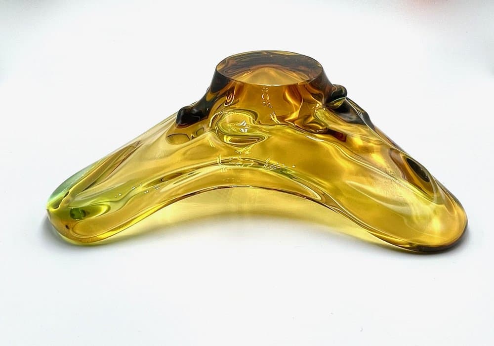 Art glass bowl, golden glass, by F. Zemek, Czech Republic, 1960s. - 157187