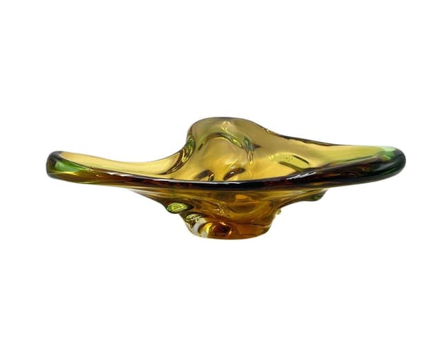 Art glass bowl, golden glass, by F. Zemek, Czech Republic, 1960s. - DIMENSION