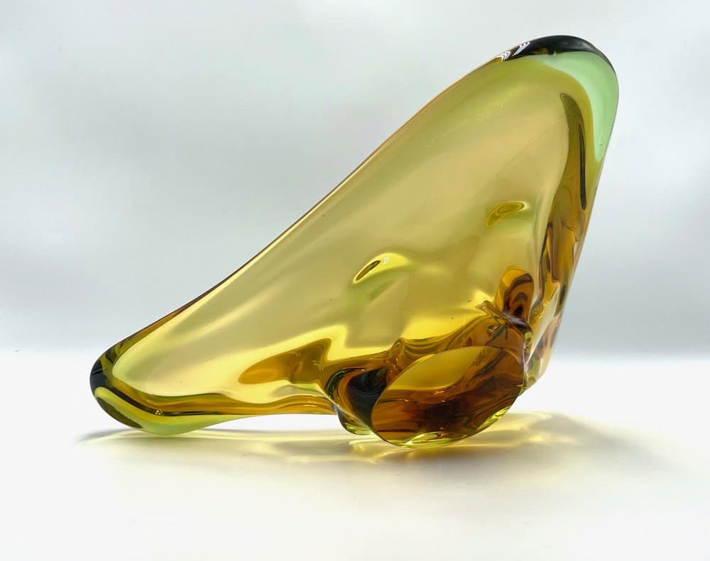 Art glass bowl, golden glass, by F. Zemek, Czech Republic, 1960s. - 157184