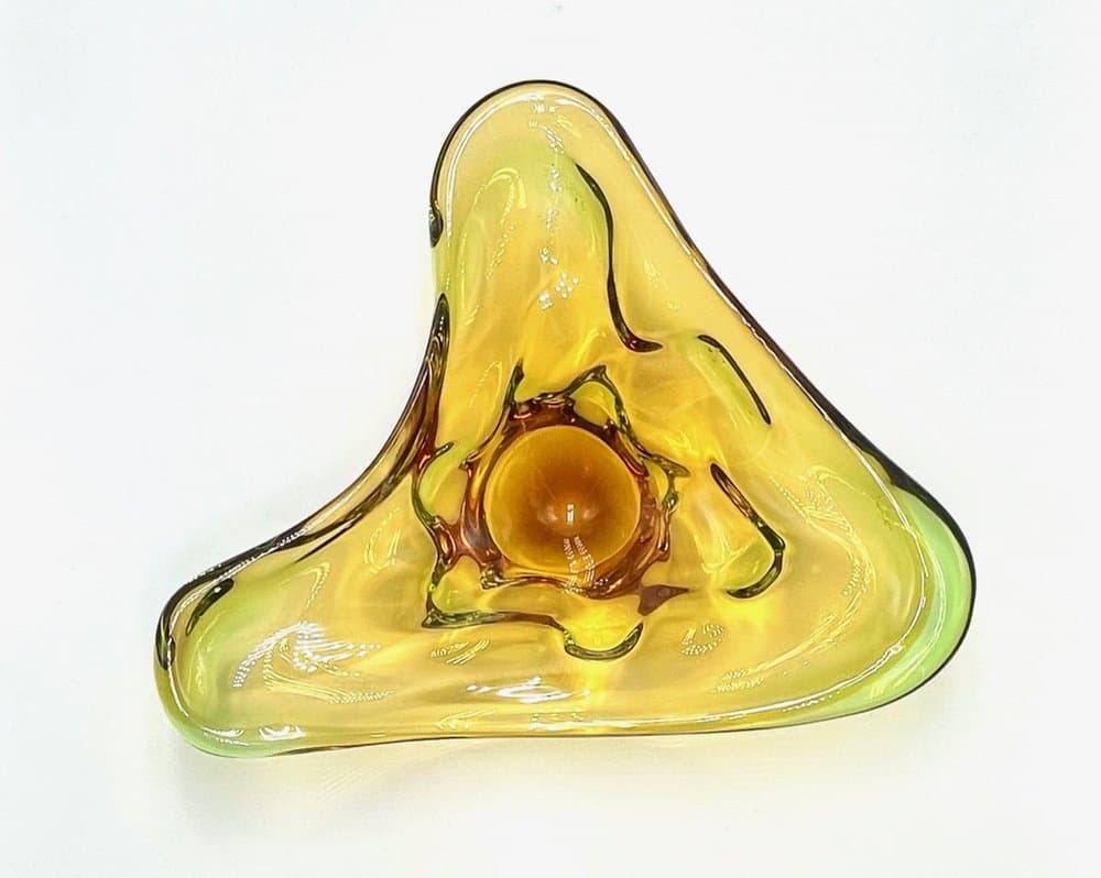 Art glass bowl, golden glass, by F. Zemek, Czech Republic, 1960s. - 157183
