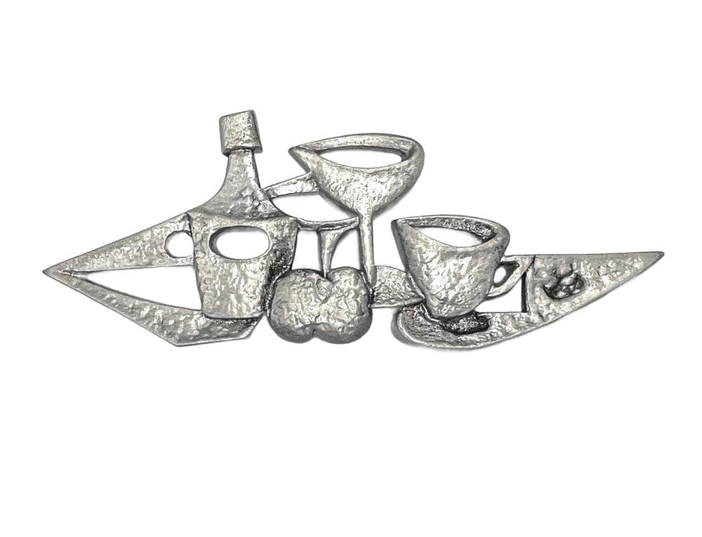 Relief ścienny, srebrny, aluminium, Czechy, lata 50.