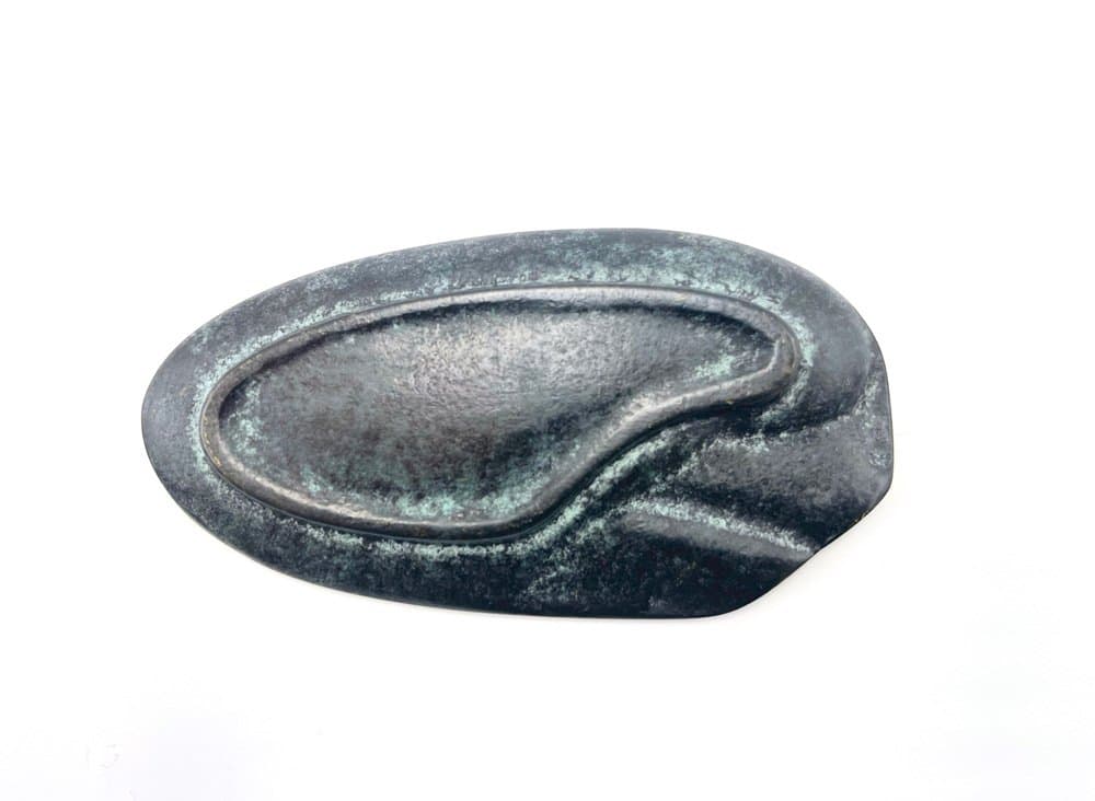 Popielniczka eliptyczna, zielony, mosiądz, przyp. proj. F. Hagenauer, Austria, lata 50. - 157266