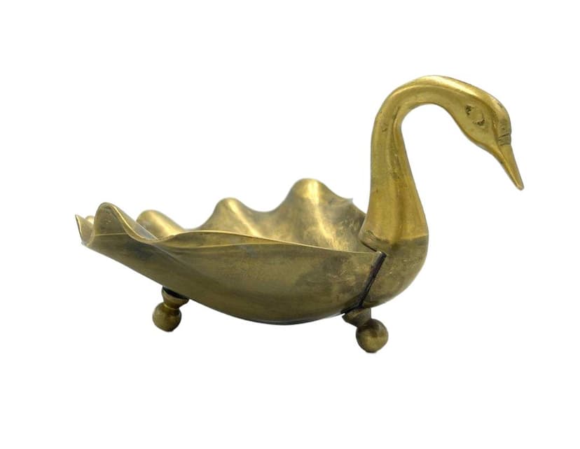 Mydelniczka łabędź, złoty, mosiądz, lata 60.