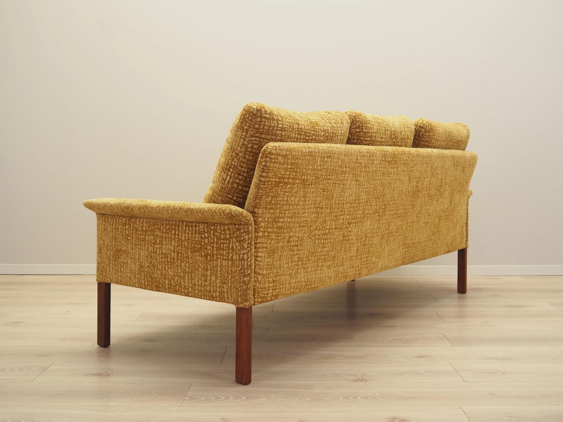 Sofa, yellow fabric, by H. Olsen, Denmark, 1960s - 9854
