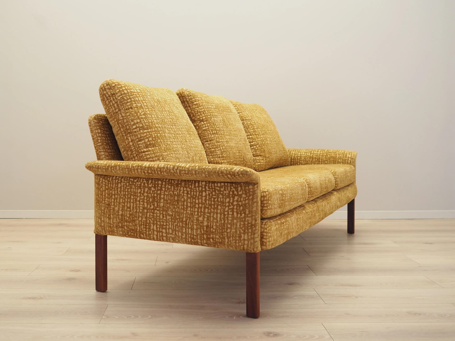 Sofa, yellow fabric, by H. Olsen, Denmark, 1960s - 9856