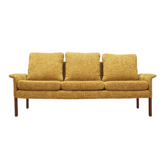 Sofa, yellow fabric, by H. Olsen, Denmark, 1960s - DIMENSION