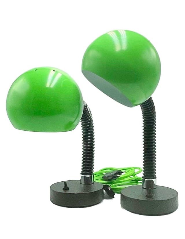 pair of table lamps Space Age, green metal, by E. Hillebrand, Germany, 1960s - DIMENSION