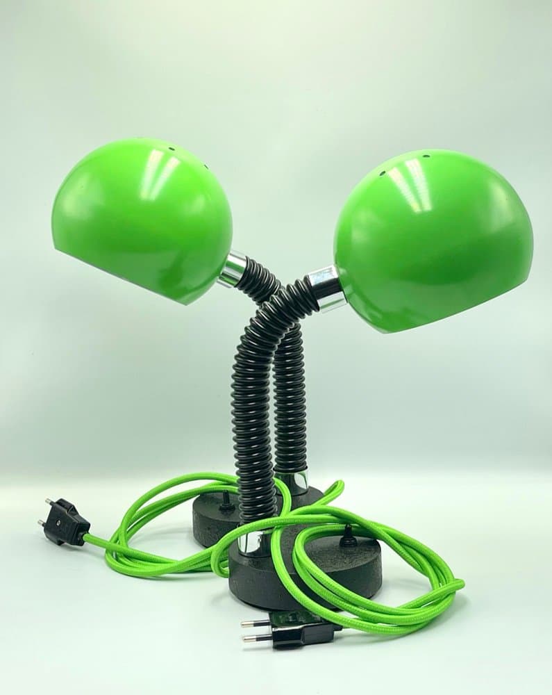 pair of table lamps Space Age, green metal, by E. Hillebrand, Germany, 1960s - 157300