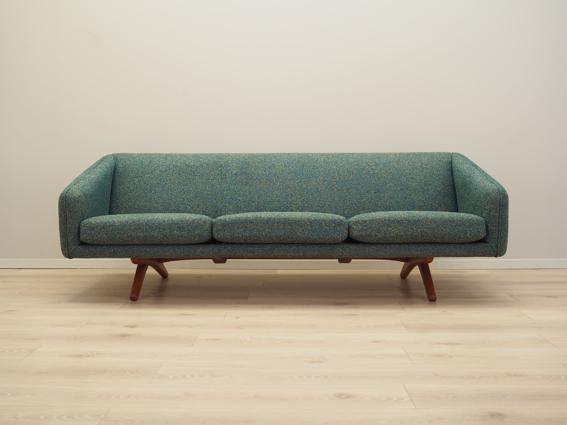 Sofa ML-90, zielony melanż, wełna dąb, proj. I. Wikkelsø, A. Mikael Laursen, Dania, lata 60. - 76406