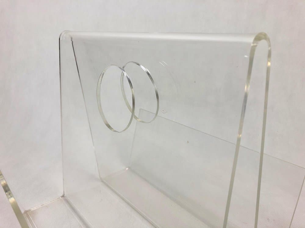 Stojak na czasopisma Space Age, transparentny, akryl, lata 70. - 157368