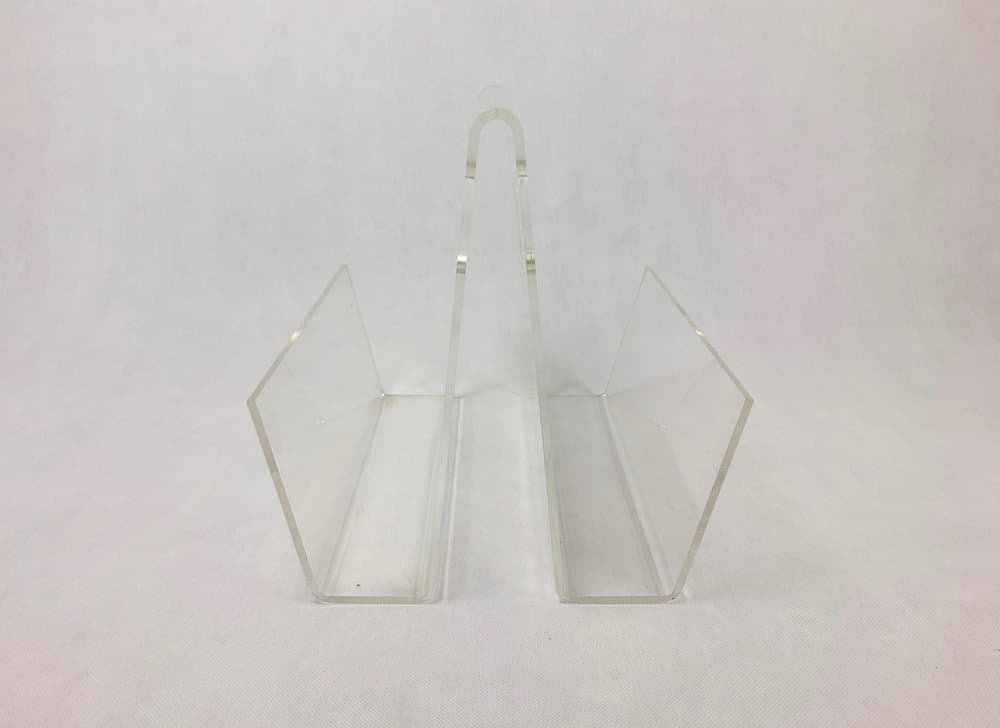 Stojak na czasopisma Space Age, transparentny, akryl, lata 70. - 157367