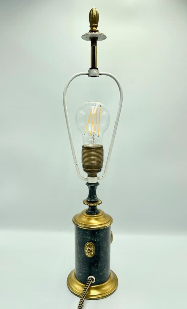 Lampa stołowa, navy blue marmur, mosiądz, Kaiser Leuchten, Niemcy, lata 60. - 157374
