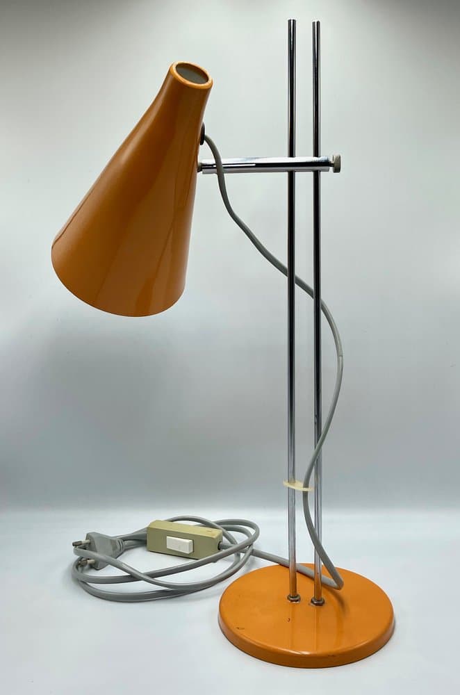 Lampa stołowa, pomarańczowy, stal, proj. J. Hurka, Czechy, lata 70. - 157424