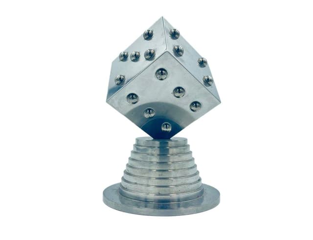 Przycisk do papieru Art Deco Dice, srebrny, stal, lata 60. - WYMIARY