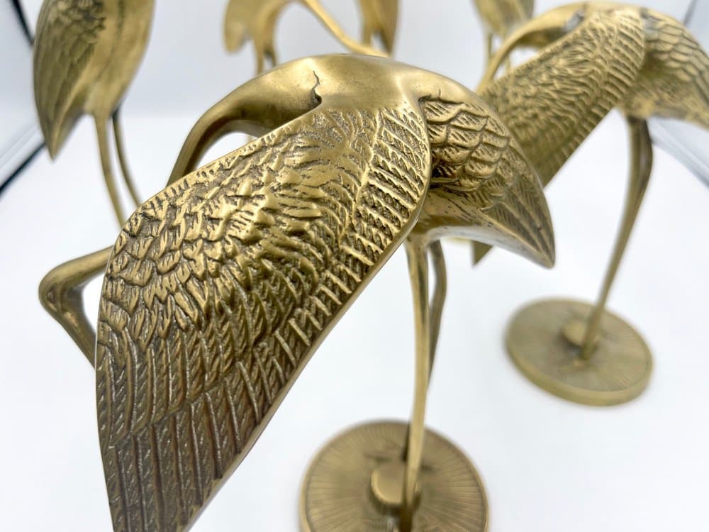 Set of Six Crane Figurines, gold brass, 1960s - 157467