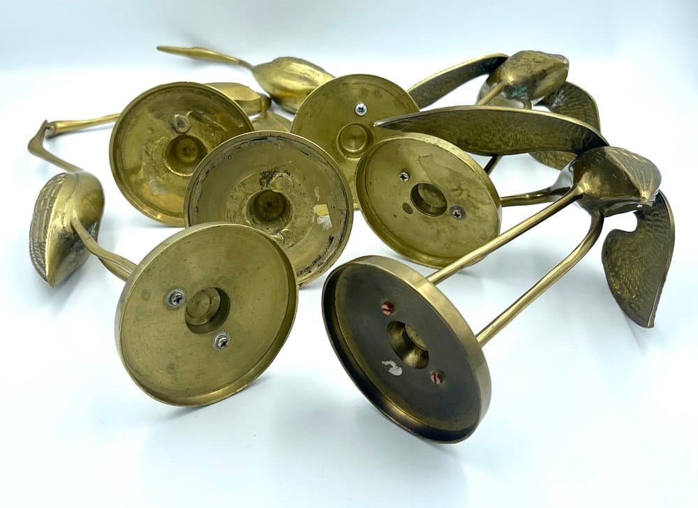 Set of Six Crane Figurines, gold brass, 1960s - 157471