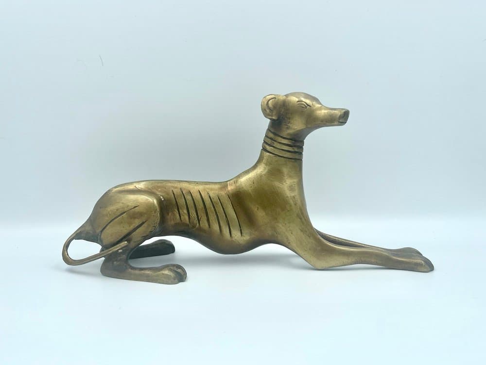 set of three greyhound figurines, golden brass, 1960s - 157474