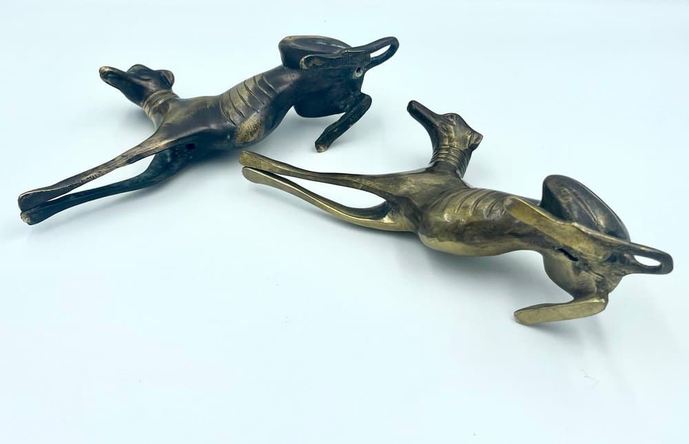 set of three greyhound figurines, golden brass, 1960s - 157482