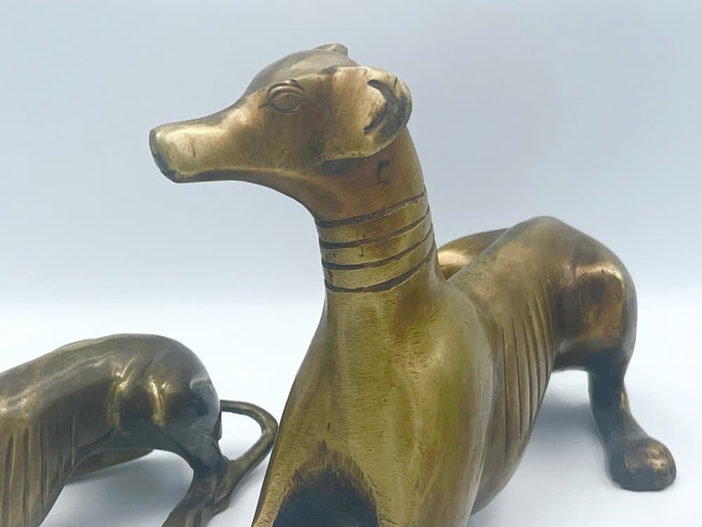 set of three greyhound figurines, golden brass, 1960s - 157479