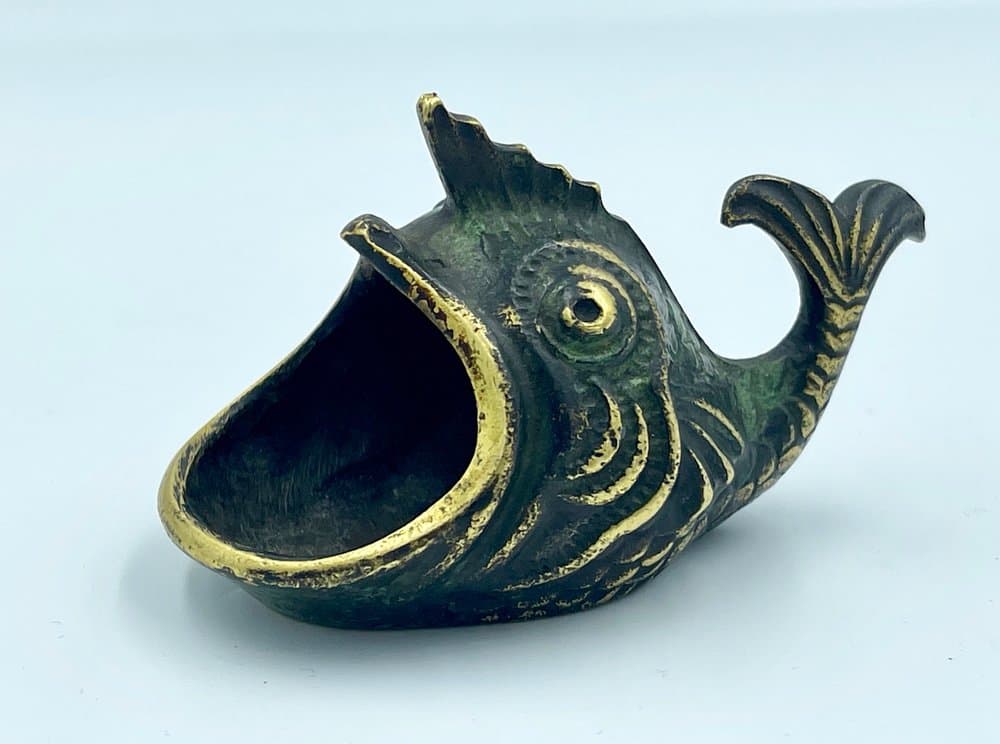 Popielniczka, brąz ciemny, brąz mosiądz, proj. W. Bosse, Austria, lata 60. - 157488