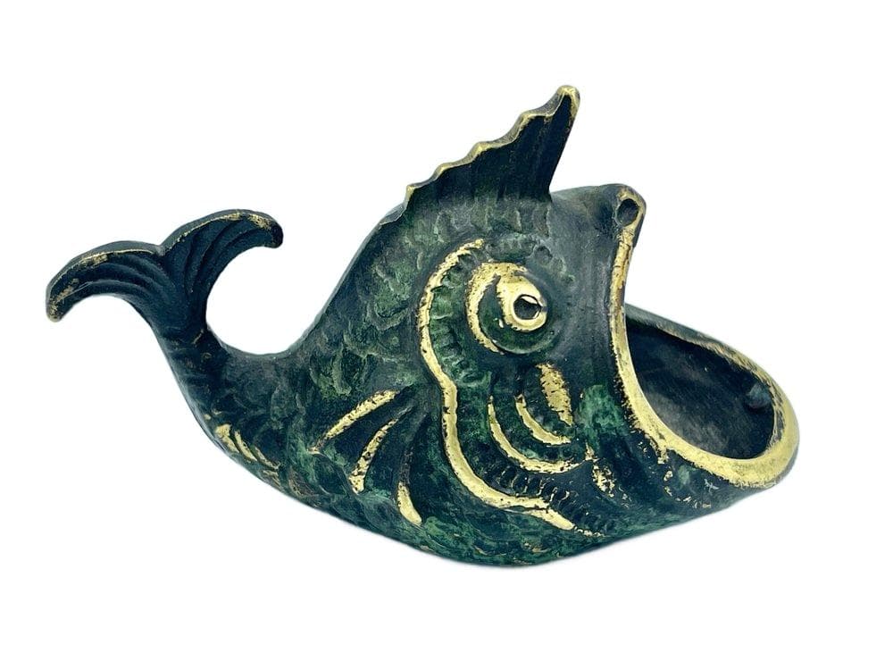 Popielniczka, brąz ciemny, brąz mosiądz, proj. W. Bosse, Austria, lata 60.