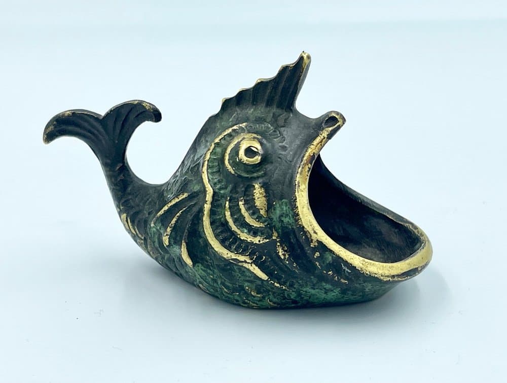 Popielniczka, brąz ciemny, brąz mosiądz, proj. W. Bosse, Austria, lata 60. - 157484