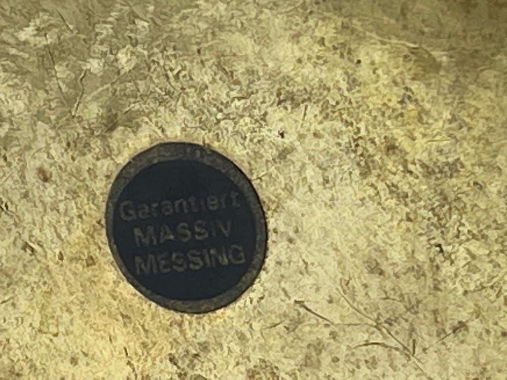 Waza rzeźbiarska Shell, mosiądz złoty, Niemcy, lata 60. - 157502