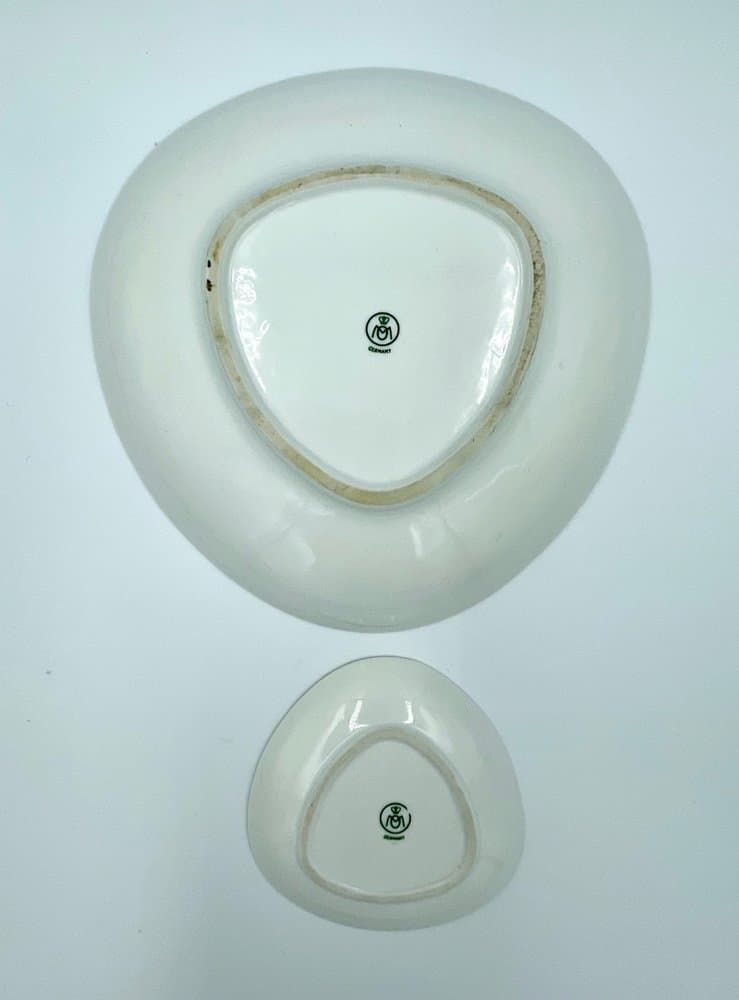 Zestaw dwóch talerzy New Look, zielony biały, porcelana, Metzler & Ortloff, Niemcy, lata 60. - 157508