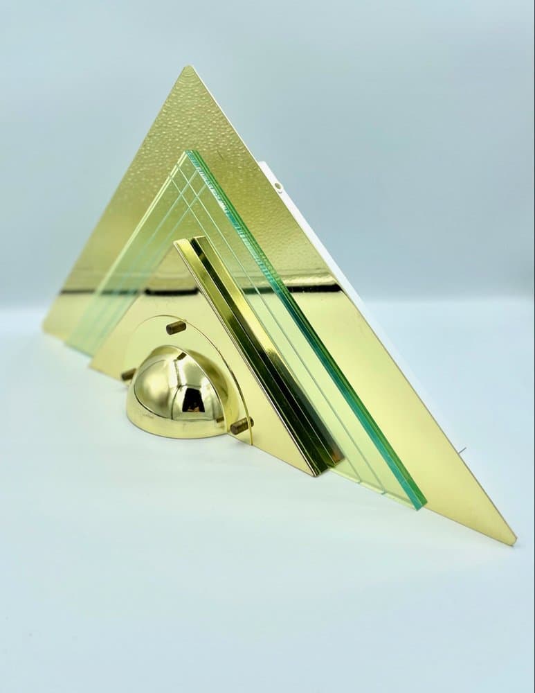 Wall sconce, postmodern, golden brass, acrylic, Germany, 1980s. - 157524