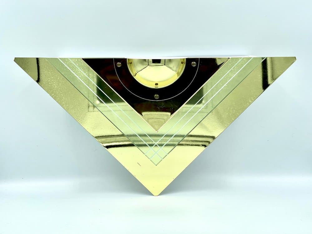 Wall sconce, postmodern, golden brass, acrylic, Germany, 1980s. - 157519