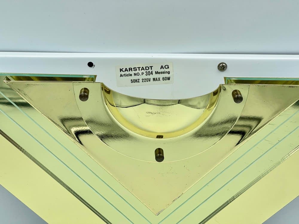 Wall sconce, postmodern, golden brass, acrylic, Germany, 1980s. - 157518